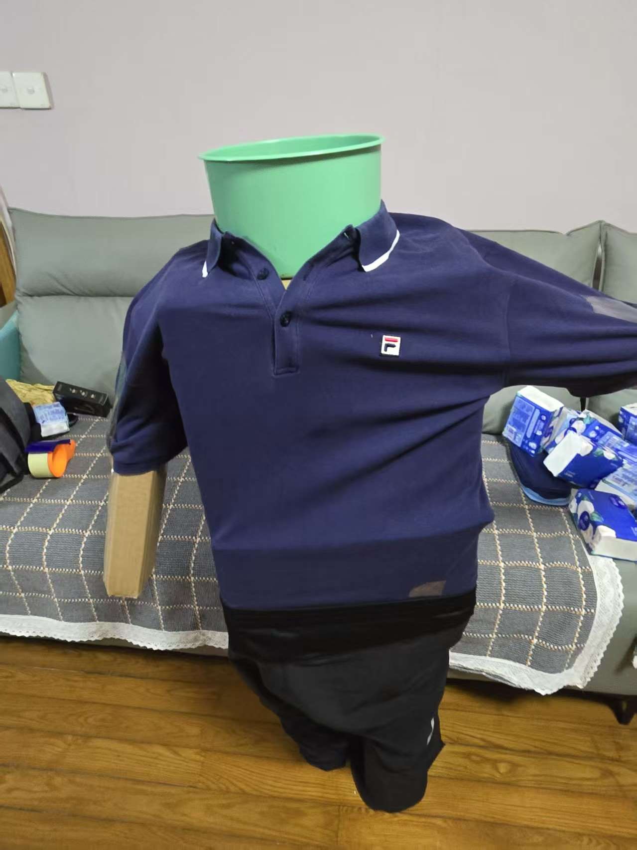 Test dummy setup for fall simulation experiments